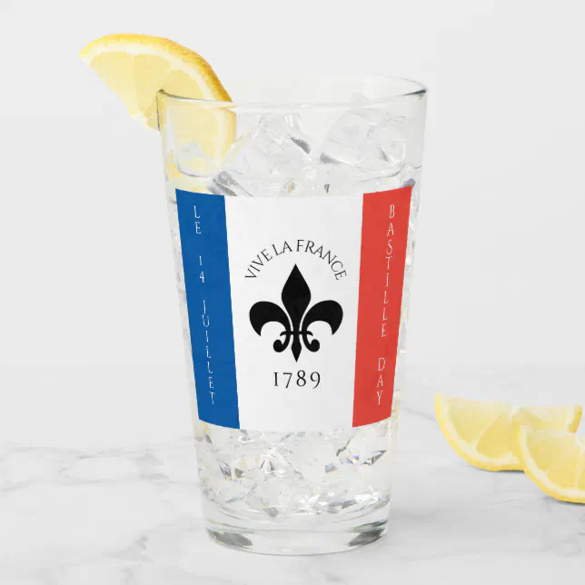 Bastille Day Fleur-de-Lis Tricolore France Flag Glass