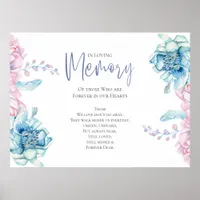 Wedding | Sky Blue and Bubblegum Pink Peonies Poster