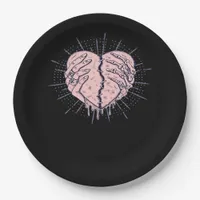 Skeleton Hand With Heart Classic Paper Plates