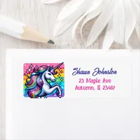 Rainbow Unicorn Sparkles Fairytale Personalized Label