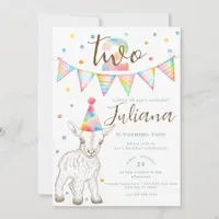 Party Animal Goat 2nd Birthday Invitation Kids