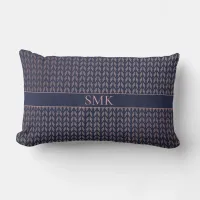 Girly Pink Rose Gold Foil Tribal Navy Blue Boho Lumbar Pillow