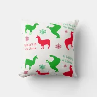 Fa la la la LLama Christmas Holidays Festive Throw Pillow