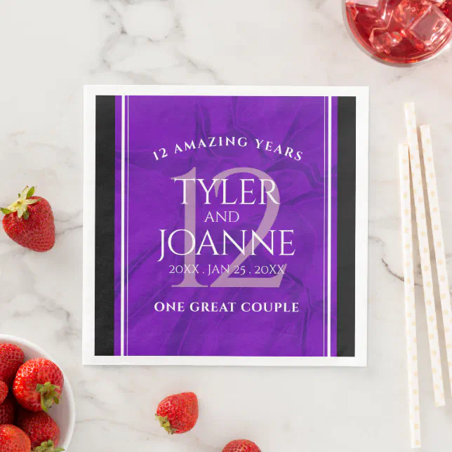 Elegant 12th Silk Wedding Anniversary Celebration Paper Dinner Napkins