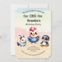 Wild One Happy Fun Woodland Animals Watercolor Invitation