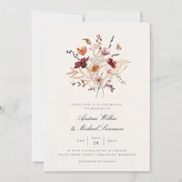 Boho Vintage Wildflower Fall Wedding Invitation