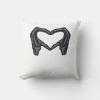 Hands Forming Skeleton Heart Hands Minimal Touch Throw Pillow