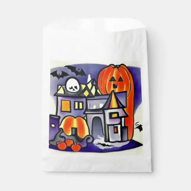 Pumpkins, ghosts, halloween bats favor bag