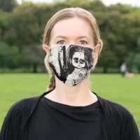 Creepy Vintage Doll in Black and White Adult Cloth Face Mask