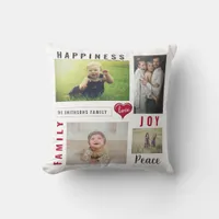 Custom Photo Collage Love Joy Family Throw Pillow