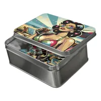 Beautiful Pinup Woman with a Cola on the Beach Jigsaw Puzzle