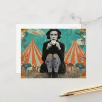 Beautiful Woman Drinks Tea at the Circus Postcard