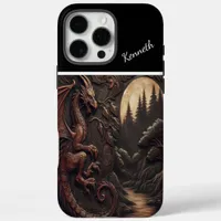 Carved Dragon Under Moonlight iPhone 16 Pro Max Case