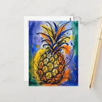Pineapple Watercolor Doodle Postcard