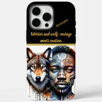 Merging worlds of man and wolf in vibrant art iPhone 16 pro max case