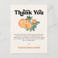 Little Cutie Orange Baby Shower Thank You Postcard