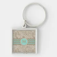 Paisley Chevron Monogram Beige PCMX Keychain