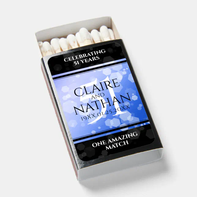 Elegant 51st Sapphire Wedding Anniversary Matchboxes