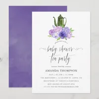 Ultra Violet Floral Baby Shower Tea Party Invitation