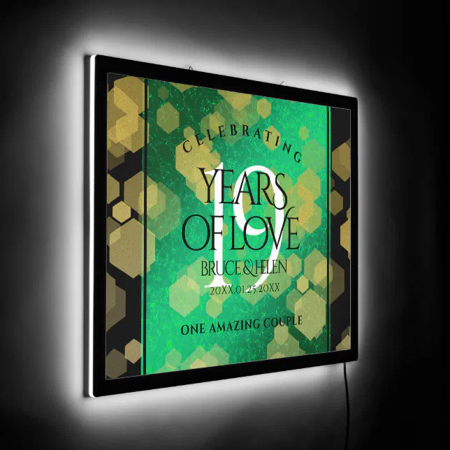 Elegant 19th Jade Wedding Anniversary Celebration LED Sign