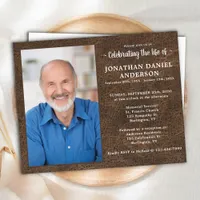 Budget Faux Leather Celebration Of Life Invitation