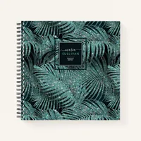 Sparkling Palm Leaves Pattern Teal ID831 Notebook