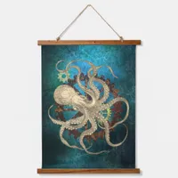 Steampunk Octopus & Clockwork Gears Hanging Tapestry