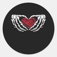 Skeleton Hands With Heart Classic Classic Round Sticker
