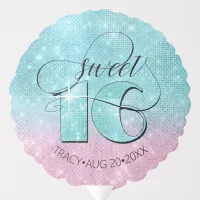 Glitter and Shine Sweet 16 Teal/Pink ID675 Balloon