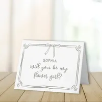 Cute Hand Drawn Coquette Bow Flower Girl Proposal Card