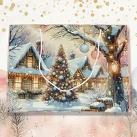 Whimsical Folk Village Christmas Large Gift Bag