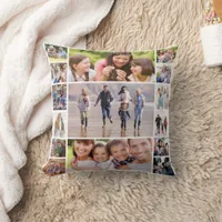 Create Your Own Photo Collage 15 Pictures White  Throw Pillow