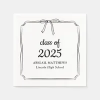 Elegant Whimsical Simple Bow Custom Graduation Napkins