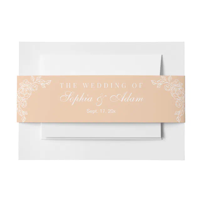 Minimalist Elegant Peach Invitation Belly Band