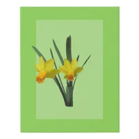 Faux Canvas - Daffodils on Green Background