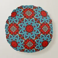 Red Blue Geometric Star  Round Pillow