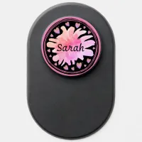 Custom Name Pastel Pink Watercolor Flower Hearts  PopSocket