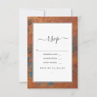 Grunge Copper Patina and Turquoise Wedding RSVP Card