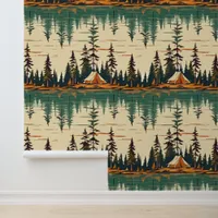 Vintage Colors Camping Themed Wallpaper