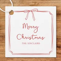 Personalized Minimalist Bow Design Christmas Party Favor Tags