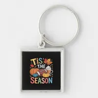 Fall Football Autumn Pumpkin Coffee Lover Keychain