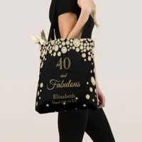 40 fabulous birthday black golden diamonds tote bag