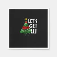 Let's Get Lit Funny Christmas Drinking Men Women Napkins