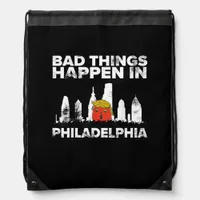 Bad Happen Philadelphia Halloween Spooky Trumpkin Drawstring Bag