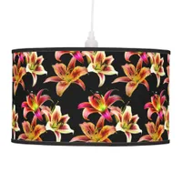 Elegant Trio of Yellow Pink Daylilies Floral Ceiling Lamp