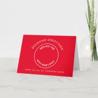 Company Logo Seasons Greetings Corporate Red Holiday Card