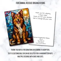 Stained Glass Style Dog Rescue Organization Thank You Card