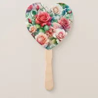 Whimsical Rose Pattern Hand Fan