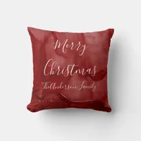 Red Monogram Merry Christmas Throw Pillow