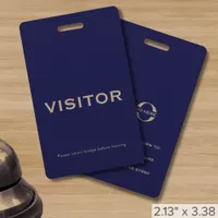 Navy Blue Visitor Badge Corporate Logo